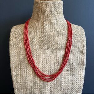 Elegant Red coral seed Beaded Necklace.